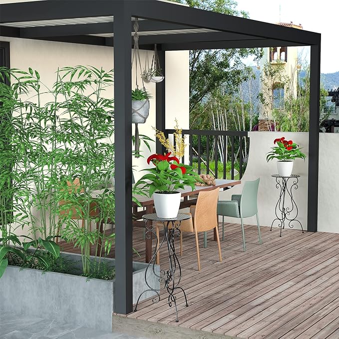 Metal Plant Stands Indoor Outdoor, Heavy Duty Flower Pot stand 22.5 inch Tall, Planter Pedestal Holder Rack for Patio Garden Porch Corner House Deck, 2 Pack(Black)