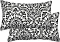 Honeycomb Outdoor Lumbar Toss Pillow Set, 20" W x 12" L, Sorrento Black and White Outdoor Pillows