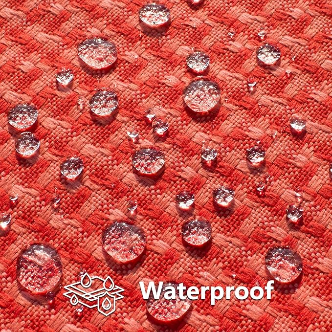 Kevin Textile Outdoor Waterproof Throw Pillow Covers Pack of 2 Weaving Texture Water Resistant Outside Decorative Cushion Covers for Garden Patio Tent Balcony Bench Couch Sofa 16x16 Inch, Red