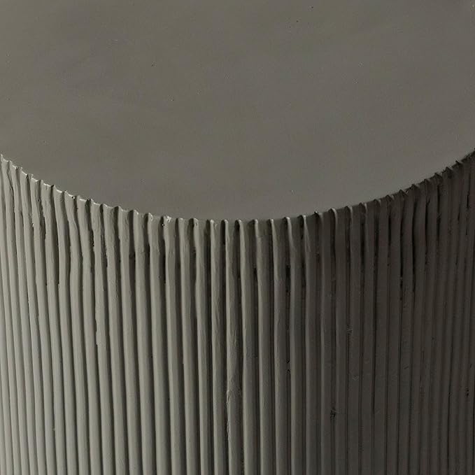 LeisureMod Modern Side Table Round Fiberstone Top Accent End Table for Home, Outdoor Patio, Living Room Sofa, Weather-Resistant, Eden Series in Grey