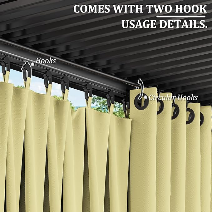 Gazebo Universal Replacement Privacy Curtain,12'×12' Gazebo Outdoor Waterproof Curtains, 4-Panels Sidewall Curtains with Double Zipper for Patio Canopy, Garden and Backyard (Curtain Only)