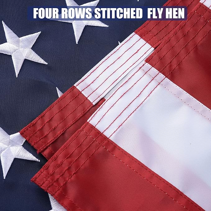 American Flag 3x5 Ft, US Deluxe Embroidered Heavy Duty Premium Polyester Durable Outside Flags with Brass Grommets