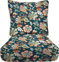RSH DECOR Deep Seating Cushion with Pillow Back | 24” x 23” Seat | Water and Fade-Resistant Spun Fabric | Outdoor Chair Cushion Set for Patio Furniture | Telfair Peacock Blue
