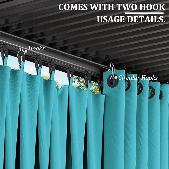 Gazebo Universal Replacement Privacy Curtain,12'×16' Gazebo Outdoor Waterproof Curtains, 4-Panels Sidewall Curtains with Double Zipper for Patio Canopy, Garden and Backyard (Curtain Only)
