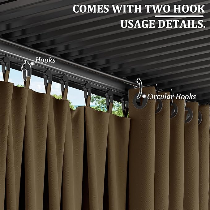 Gazebo Universal Replacement Privacy Curtain,10'×10' Gazebo Outdoor Waterproof Curtains, 4-Panels Sidewall Curtains with Double Zipper for Patio Canopy, Garden and Backyard (Curtain Only)