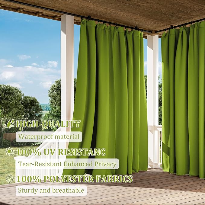 Gazebo Universal Replacement Privacy Curtain,12'×12' Gazebo Outdoor Waterproof Curtains, 4-Panels Sidewall Curtains with Double Zipper for Patio Canopy, Garden and Backyard (Curtain Only)