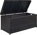 Crosley Furniture Palm Harbor Wicker Outdoor Storage Box for Patio Furniture Cushions and Pool Floats, Brown