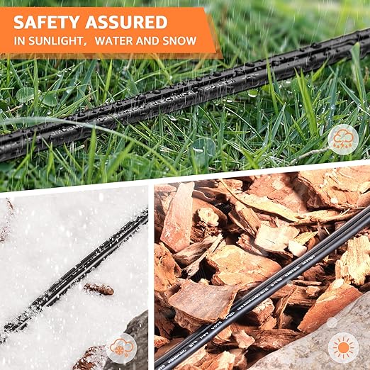 SUNVIE 100FT 14 Gauge Low Voltage Wire 14/2 Low Voltage Landscape Wire, 14 Gauge Stranded Copper Wire Direct Burial Lamp Wire 14 AWG 2 Conductor Electric Wire for Landscape Lighting, ETL Listed