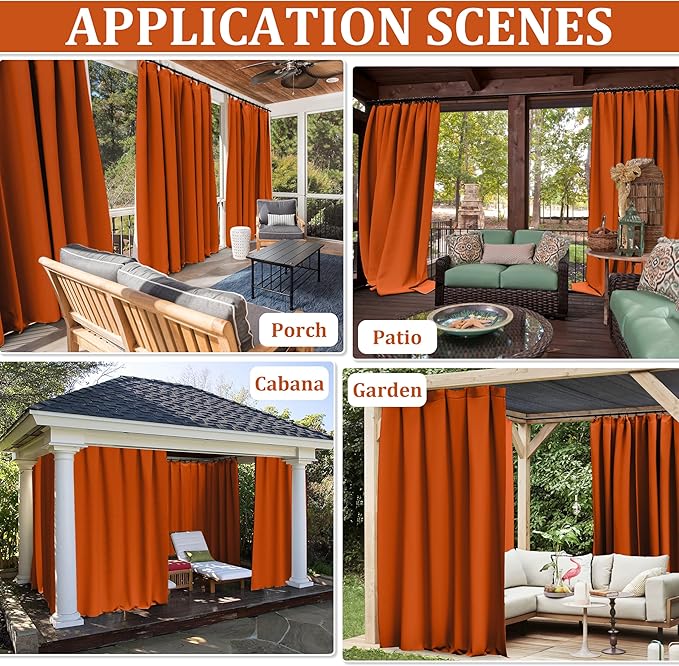Gazebo Universal Replacement Privacy Curtain,12'×12' Gazebo Outdoor Waterproof Curtains, 4-Panels Sidewall Curtains with Double Zipper for Patio Canopy, Garden and Backyard (Curtain Only)