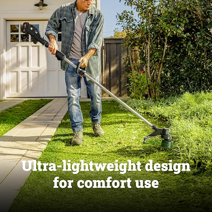 WORX Cordless String Trimmer, 20V 13''-15'' Weed Wracker with Brushless Motor 2.0, 21 cc Gas Equivalent, Quick-Line Reloading, Includes 20V 5.0 Ah PowerShare Pro Battery and Charger, PowerShare