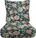 RSH DECOR: Deep Seating Cushion with Pillow Back | 23” x 26” Seat | All-Weather Spun Fabric | Water and Fade-Resistant | Outdoor Chair Cushion Set for Patio Furniture | Telfair Peacock