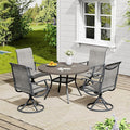 VICLLAX 5 Pieces Outdoor Dining Set, Patio Furniture Set of 4 Patio Swivel Dining Chairs and 41" Patio Round Table with Storage Shelf, Grey Chairs & Antique Grey Tabletop