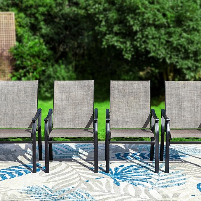 Sophia & William Outdoor Chairs Set of 6, Patio Chairs with Breathable Textilene Fabric and Heavy-Duty Iron Frame, Perfect for Lawn Garden Backyard Deck 350 lbs Capacity