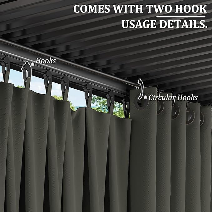 Gazebo Universal Replacement Privacy Curtain,10'×13' Gazebo Outdoor Waterproof Curtains, 4-Panels Sidewall Curtains with Double Zipper for Patio Canopy, Garden and Backyard (Curtain Only)