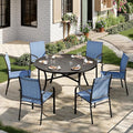 7 Pieces Outdoor Table and Chairs, Patio Dining Set for 6 Includes 54" Round Outdoor Table and 6 Patio Chair Set, Outdoor Dining Furniture Set for Lawn Backyard Deck, Blue