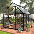 HOOYEAH 6 x 8 FT Polycarbonate Greenhouse, Winter Greenhouses for Outdoors,Outdoor Greenhouse with Roof Air Vent, Heavy Duty Walk-in Aluminum Green House for Outside Garden Backyard