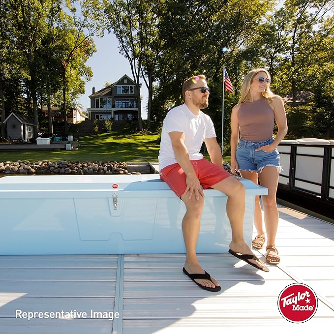 Taylor Made Stow N’ Go Standard Fiberglass Dock Box, Medium (24" H X 72" W X 23" D), Seafoam Green, Smooth Interior Finish, Lockable Latch, Stainless-Steel Hardware - 83552SF