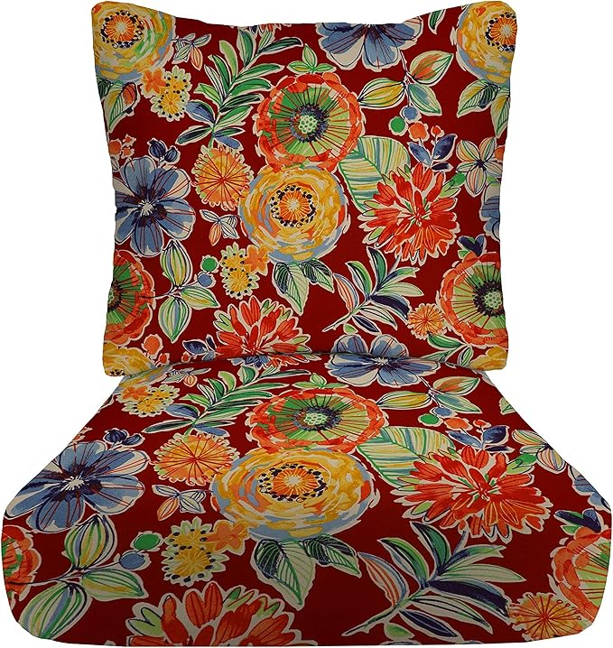 RSH DECOR Deep Seating Cushion with Pillow Back | 24” x 26” Seat | Water and Fade-Resistant Spun Fabric | Outdoor Chair Cushion Set for Patio Furniture | Colsen Berry