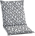 BrylaneHome Hinged Back & Seat Cushion - 21.5" H Seat Back - Patio & Outdoor - Water, Stain & Fade Resistant - Black Ikat