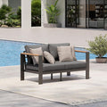 Aluminum Outdoor Patio Furniture Loveseat, All-Weather Outdoor Patio Sofa with Washable Thick Cushion, Patio Sofa Couch for Porch, Balcony, Deck, Yard, Graphite