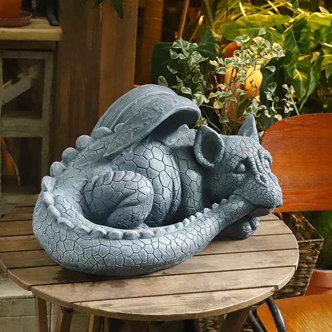 Large Sleeping Dragon Garden Outdoor 22" L Statue Mythical Decor for Lawn Yard Patio Pond Porch Deck Baby Sleeping Dragon Ornament Birthday Presents for Friends Family
