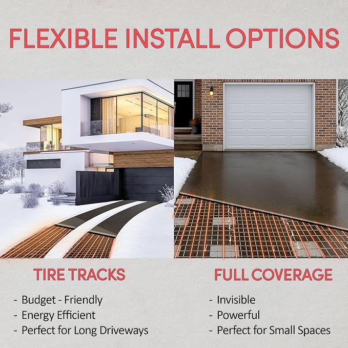 Electric Snow and Ice Melting Underground Cable 125.5 feet, Covers 41 sqft at up to 38 Watts/sqft, 120V – Radiant Heated Driveways, Walkways, Stairs – Installs Under Concrete, Asphalt, or Pavers