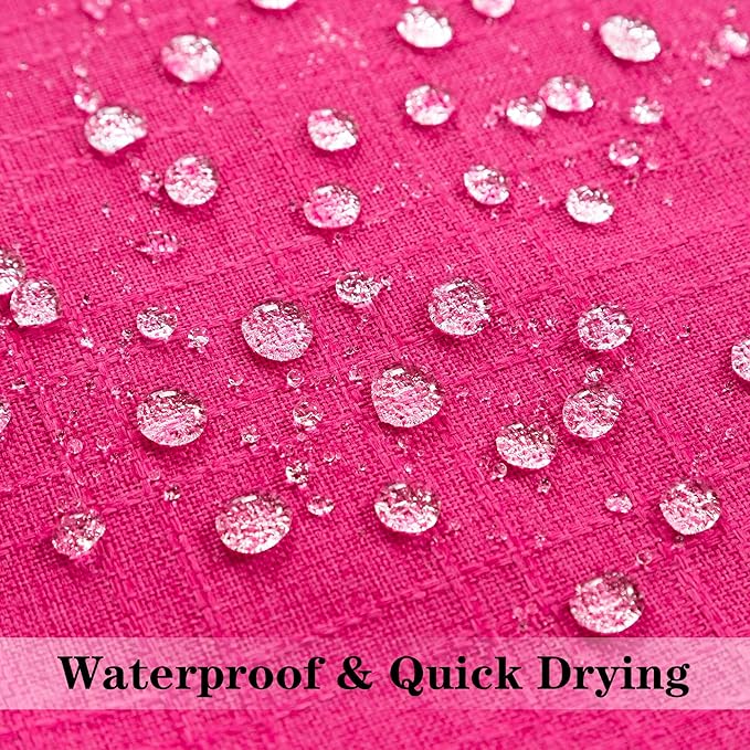 Kevin Textile Pack of 2 Waterproof Pillow Covers - Valentines Day Decorative Throw Covers for Patio Tent Bed Sofa Living Room - 16x16 Inch Hot Pink Checkered