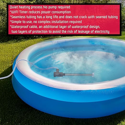240V 3000W Immersion Water Heater for Hot Tub & Pool – Portable Electric Submersible Heater with Temp Control, Auto Shut-Off, and WiFi Timer for Swimming pool, Above Ground Pool, and Bathtub