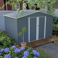 Metal Outdoor Storage Sheds 8 x 6 FT Lockable Metal Garden Shed Steel Anti-Corrosion Storage House with Double Lockable Door for Backyard Outdoor Patio