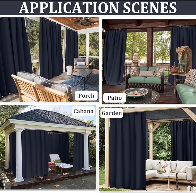 Gazebo Universal Replacement Privacy Curtain,10'×12' Gazebo Outdoor Waterproof Curtains, 4-Panels Sidewall Curtains with Double Zipper for Patio Canopy, Garden and Backyard (Curtain Only)