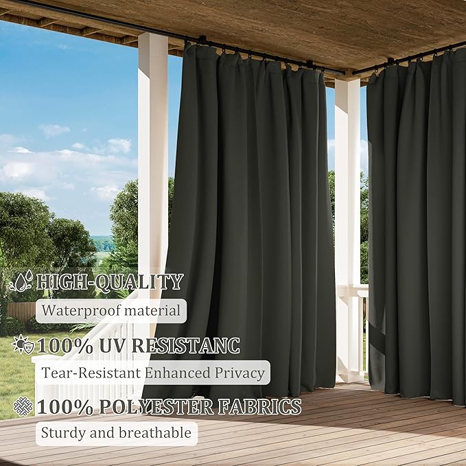 Gazebo Universal Replacement Privacy Curtain,10'×10' Gazebo Outdoor Waterproof Curtains, 4-Panels Sidewall Curtains with Double Zipper for Patio Canopy, Garden and Backyard (Curtain Only)