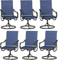 Sophia & William Patio Chairs Set of 6, Swivel Outdoor Chairs Textilene Patio Dining Chairs Heavy Duty with Metal Frame Support 300lbs for Lawn Yard Garden All Weather Blue