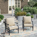 HERA'S HOUSE Outdoor Chairs Set of 2, 2 x Patio Chair with Beige Cushions, All Weather Outdoor Furniture for Lawn Garden Backyard Deck(Leg Chairs)