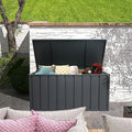 Heavy-Duty Outdoor Metal Storage Box Dark Gray Lockable Water-Resistant Deck Box for Patio Garden Tools Organization Rust-Resistant Outside Storage Box (100 Gallon)