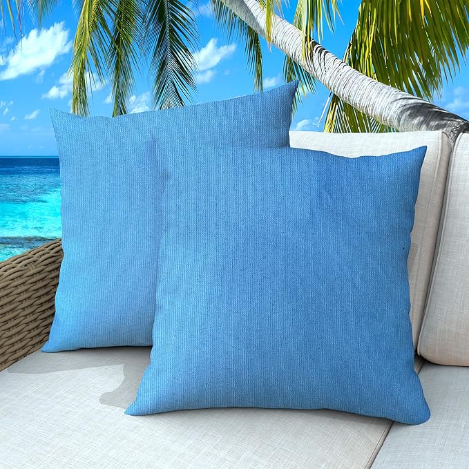 Outdoor Pillows Set of 2, 22''×22''Waterproof Throw Pillow for Patio Furniture, Feathers and Down Filled Outside Decorative Pillows Inserts for Garden, Porch Swing, Couch and Sofa