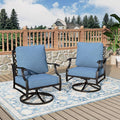 Swivel Patio Chairs Set of 2, High Back Outdoor Swivel Patio Metal Chairs with 5.75" Thick Cushions for Bistro Balcony Porch Deck and Yard, Navy Blue