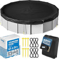 Yankee Diamond Series Pool Covers for Above Ground Pools | All-Weather, Windproof, Light 18ft Round Pool Cover w/ 6 Screw-In Pegs, 6 Ropes | 3 Mounting Methods, Strong Fastenings for Triple Protection