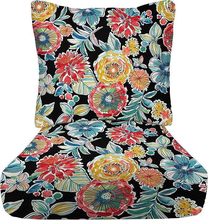RSH DECOR Deep Seating Cushion with Pillow Back | 24” x 23” Seat | Water and Fade-Resistant Spun Fabric | Outdoor Chair Cushion Set for Patio Furniture | Colsen Noir