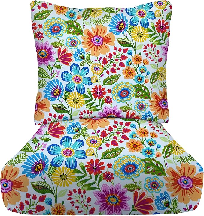 RSH DECOR Deep Seating Cushion with Pillow Back | 22” x 25” Seat | Water and Fade-Resistant Spun Fabric | Outdoor Chair Cushion Set for Patio Furniture | Gregoire Fresco