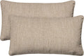 Honeycomb Outdoor Lumbar Pillow 2-Pack, 22 x 12, Textured Solid Birch Tan Throw Pillows for Patio Furniture