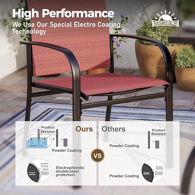 7 Piece Outdoor Dining Set, Rectangular Wood-Like Table with Umbrella Hole, Patio Dining Set for Outdoor Kitchen Lawn Garden, Backyard, Deck