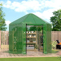 MU 9.4x9.4x8.2 FT Greenhouses for Outdoors, Heavy-Duty Green House for Outside, Walk in Winter Greenhouse with 180g Double Layer PE Cover, Ground Stakes, Great for Garden/Patio/Backyard