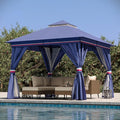 Outdoor Patio Gazebo 10FT, Heavy Duty Party Tent & Shelter with 2-Tier Roof and Expansion Bolts, Mosquito Nettings and Privacy Screens for Backyard, Garden, Poolside, Classic Blue