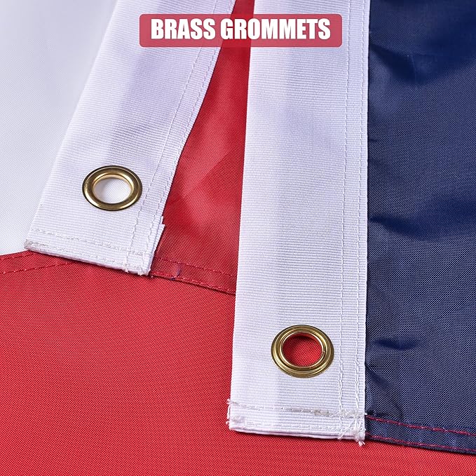 American Flag 10x15 Ft, US Deluxe Embroidered Heavy Duty Polyester Durable Outside Flags with Brass Grommets