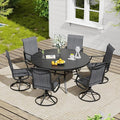 VICLLAX 7 Pieces Outdoor Dining Set, Patio Furniture Set of 6 Patio Swivel Dining Chairs and 50" Patio Round Table for Backyard, Dark Charcoal Chairs & Black Tabletop