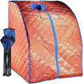Infrared Sauna, Low EMF Negative Ion Portable Indoor Sauna with Chair and Heated Footpad, Copper, Large