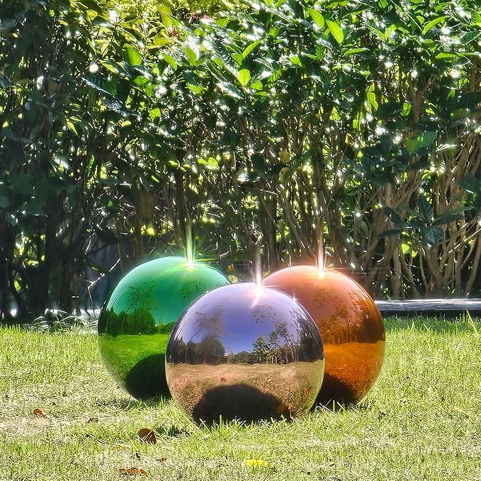 Stainless Steel Gazing Globe Mirror Ball, Decorative Gazing Balls for Garden, Reflective Smooth Garden Ball Sphere for Outdoor Yard Decoration (Purple, Dia: 6 inch)