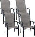 PHI VILLA Outdoor Dining Chairs Set of 4, High Back Textilene Fabric Padded Armchairs with E-Coated Steel Frame for Patio, Porch, Deck, Yard