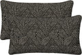 Honeycomb Outdoor Lumbar Toss Pillow Set, 22" W x 12" L, Zaire Black Lumbar Outdoor Pillows