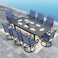 Sophia & William Outdoor Patio Dining Set 9 Pieces, 8 x Textilene Swivel Patio Chairs with Padded and 1 Extendable Dining Table for 6-8, Outdoor Table and Chair Set for Lawn Garden (Blue)